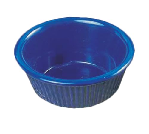 ML531CB1 Ramekin, 3 oz. Capacity, 3-1/8" Dia., Round, Fluted, Break-Resistant, Dishwasher Safe, BPA Free, Melamine, Cobalt Blue, NSF, Pack of 12