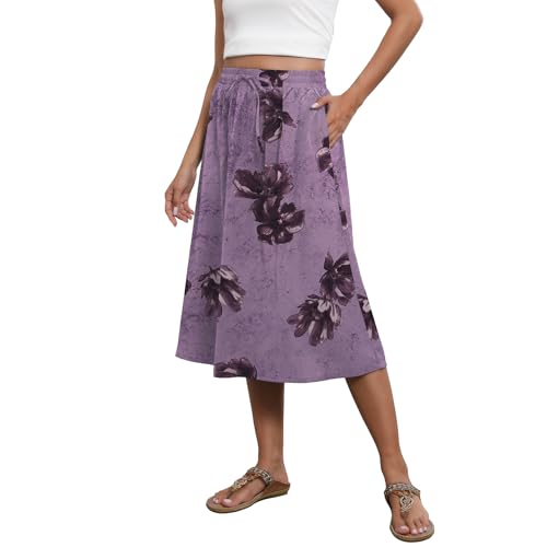 Image of Witsmile Flowy Skirt Elastic High Waist A-Line Skirt with Pockets Bohemia Cover-up for Women 2026 Trendy(S-2XL)