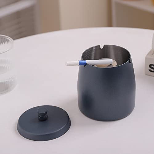 Extra Large Ashtray with Lid for Cigarette, Stainless Steel Smokeless Odorless Windproof Ash tray for Home Office Tabletop Outside Patio Outdoor Balcony(4.72''x3.93''x4.33'') by INONE - Used condition - Image 5