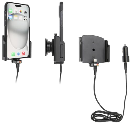 Brodit Gerätehalter 721377 | Made IN Sweden | mit Ladefunktion für Smartphones - Apple iPhone 15 Pro Max, iPhone 15 Plus