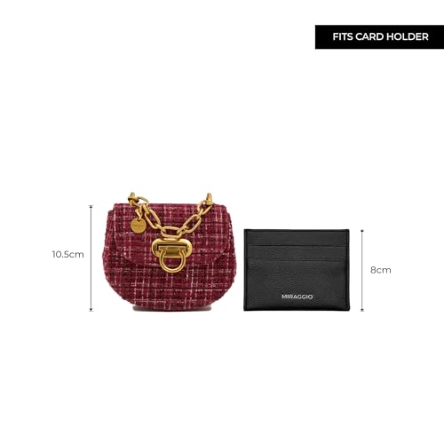 Image of Miraggio Fate Micro Crossbody Bag For Women | Tweed Texture Mini Sling Bags With Detachable Chain | Gift Items For Women