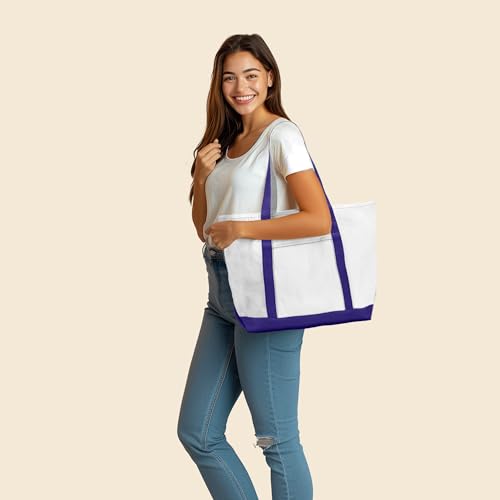Image of DALIX 23 inch Premium 24 oz. Cotton Canvas Shopping Tote Bag