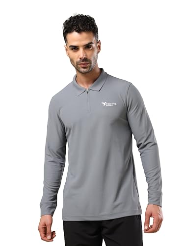 Image of TECHNOSPORT Men's Slim Fit Full Sleeve Polo T-Shirt with Collar, MATPIQ Quick Dry Moisture Wicking Polo Tee for Gym Sports Golf and Casual Wear