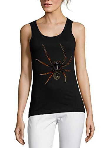 T-shirt débardeur en coton premium noir pour femme motif araignée rampante
