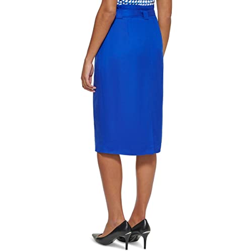 Calvin Klein Womens Petites Belted Calf Pencil Skirt Blue 8P2