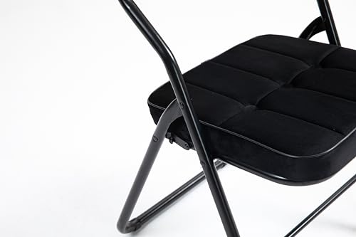 Juego de 2 sillas plegables para cenar con cojín, portátil y ensamblado, silla extra plegable para invitados, cocina, oficina, boda, fiesta, color negro