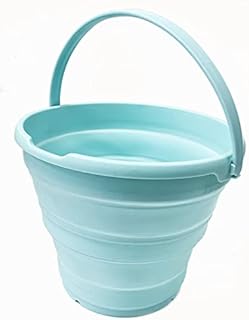 SAMMART 10L Collapsible Plastic Bucket - Foldable Round Tub - Portable Fishing Water Pail - Space Saving Outdoor Waterpot, Size 33cm Dia (10L, Lake Green, 1)