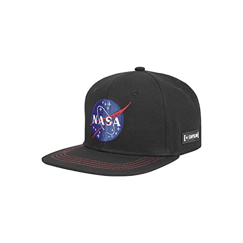 Cap Herren 100% Baumwolle, Tracker Kappe Herren, NASA-Logo, Bequem, Schwarz, Einheitsgröße