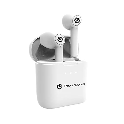 PowerLocus True Wireless hörlurar, Bluetooth Hörlurar In-Ear med mikrofon & USB-C-laddning, Trådlösa Hörlurar, Stänkskydd, Hi-Fi stereo för iOS/Android/Laptop/PC/Träning/Löpning (Svart/Vit)