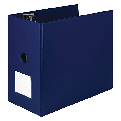Samsill Durable 6 Inch Binder, 3 Ring Locking D Ring Binder with Label Holder, Blue