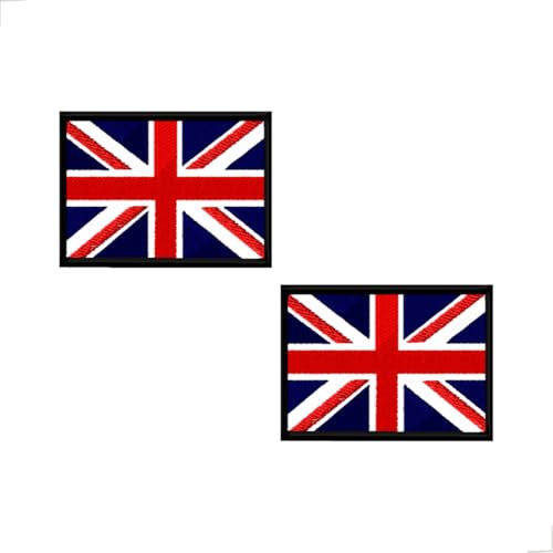 SPW Patches Kit 2 Mini Patch Bordado Union Jack, Bandeira do Reino Unido, 3cm x 4,5cm, Azul e Branco (Termocolante)
