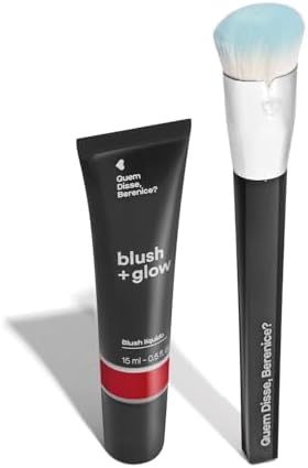 Combo Blush Líquido Vermelho Lichiali 15 ml + Pincel Super Denso