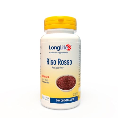 LongLife® Riso Rosso | Fermentato e titolato al 3% in monacoline | Con CoEn Q10 | Benessere cardiaco | Oltre 3 mesi di trattamento | Vegano e senza glutine