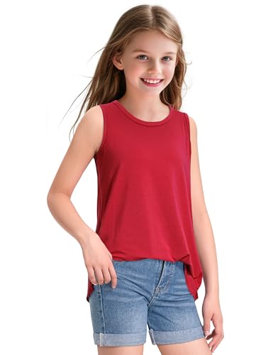 Image of KEREDA Girls Tank Tops Flowy Loose Fit Sleeveless Shirts Summer Tunic Tops
