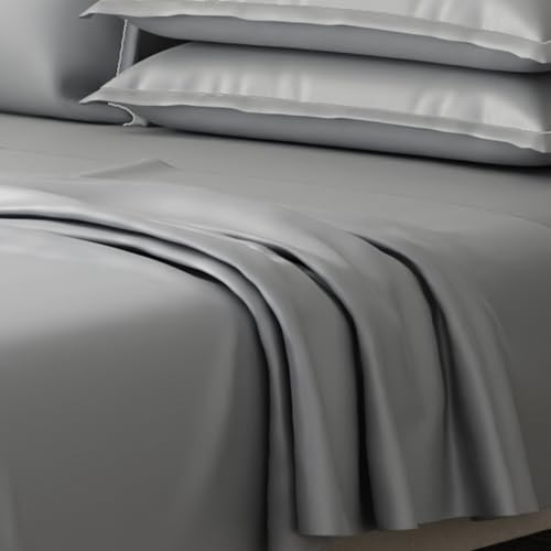 Image of BOUTIQUE LIVING Luxe Loom 100% Cotton 600 TC Mouse Grey (Dark Grey) Dyed King Bedsheet Set