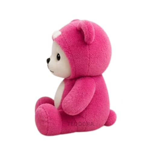 Image of Hoddie Teddy Soft Toy for Girls Boys Kids, Purple, Cap Plush Stuffed Baby Gift Birthday, 30 cm