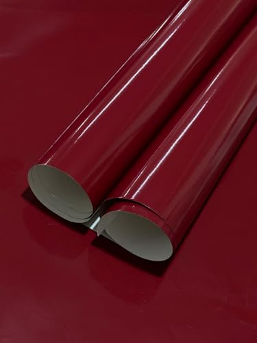 Image of WISDOM Maroon Glossy Vinyl Contact Paper Waterproof Peel & Stick Wallpaper Self Adhesive for Kitchen Cabinet Furniture Countertop Decorative (24x150 Inch, Maroon Glossy)
