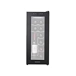 Cookology CWTE12BK 12 Bottle Thermo Electric Wine Cooler and Chiller for Counter Top, Digital Temperature Control, Less Noise and No Vibration - in Black