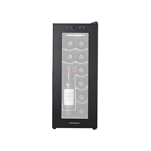 Cookology CWTE12BK 12 Bottle Thermo Electric Wine Cooler and Chiller for Counter Top, Digital Temperature Control, Less Noise and No Vibration - in Black