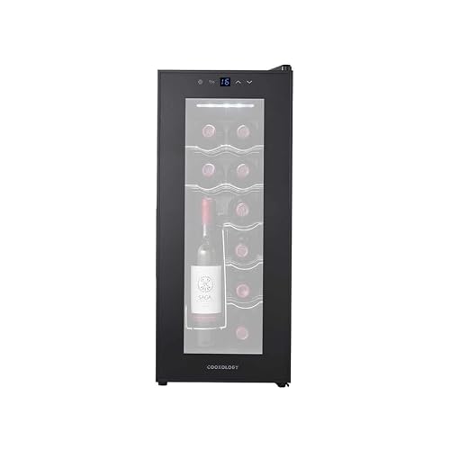 Cookology 12 Bottle Thermo Wine Cooler and Chiller for Countertop - Black