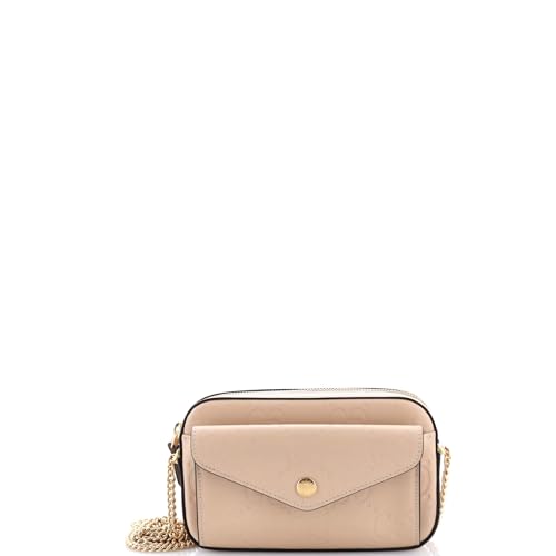 Pre-Loved Front Pocket Chain Shoulder Bag Jumbo GG Embossed Leather Super Mini, Neutral