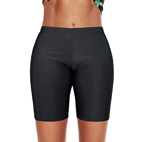Century Star Women's Boyshorts Swimming Bottom Swimsuit Tankini Bottoms Stretch High Waisted Swim Shorts Black-Boyshorts 6-8
