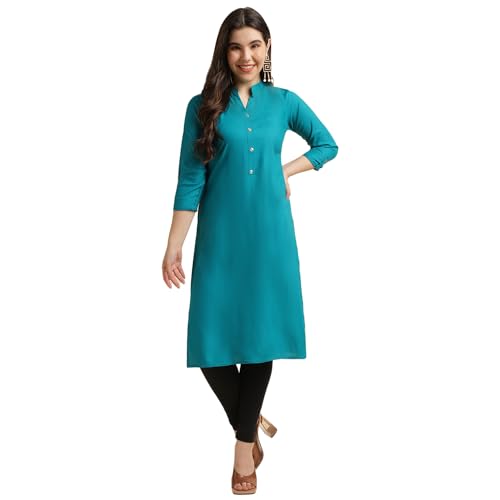 Image of Fabclub Women's Rayon Solid Plain Straight Kurti