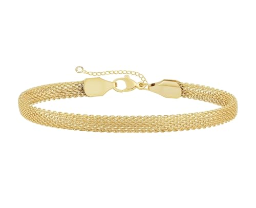 Gold Bracelets For Women Gold/Silver Plated Anklets for women - Non Tarnish, Waterproof Mesh & Bangle Bracelets For Women - Gold Filled & Gold Plated Bracelet Collection 5mm Mesh Link Chain