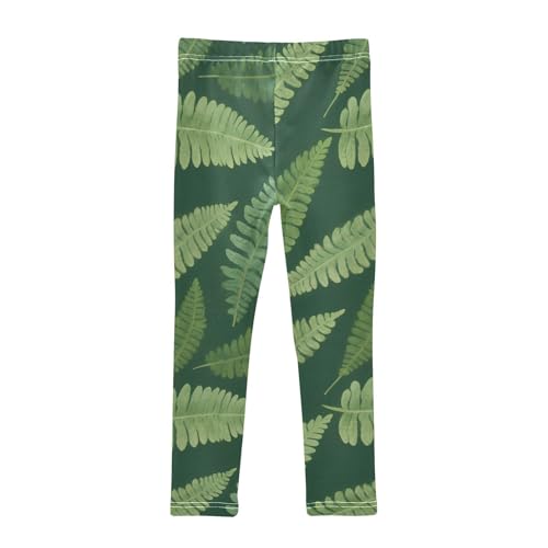 Green Fern Leaves Girls Leggings Stretchy Dance Pants for Kids2