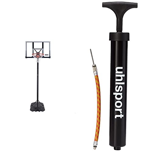 Lifetime 90001 Basketballanlage Boston Portable & uhlsport Ballpumpe klein (6'), für Fußball, Volleyball & Co., kompakte Luftpumpe mit Flexibler Verlängerung, 100118701, Schwarz