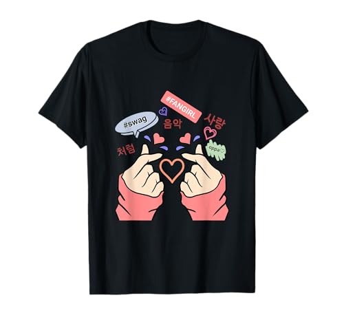 Saranghae, escritura coreana, Kpop Finger Heart Camiseta