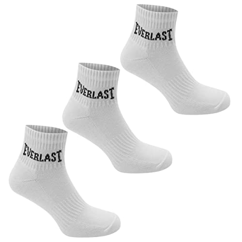 Everlast Men's Quarter Socks, 3-Pack White 8-12