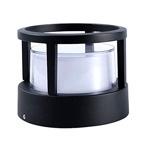 Sockellampe LED 12W 840LM 3000K Warmlicht Schwarz Aluminium und Acryl Sockelleuchte Außen Zylindrisch Design Wasserdichte IP44 Außenlampe Pollerlampe Balkon Garten Terrasse Rasen Hof,D16*13CM Cover