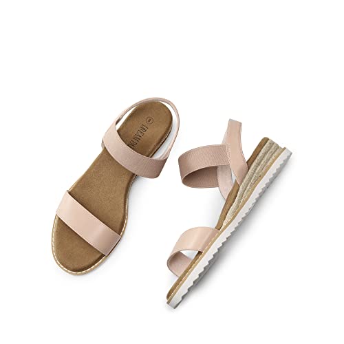 Image of DREAM PAIRS Womens Espadrilles Ankle Strap Sandals | Stretch Elastic Open Toe Comfortable Wedges Flats Spring Dressy Sandals Shoes for Women