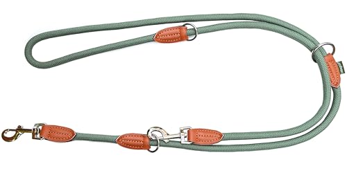 Leisegrün Verstellbare Hundeleine 2m | Freihand & 3fach verstellbar | Nur 260 g leicht | Für große Hunde - Salbeigrün