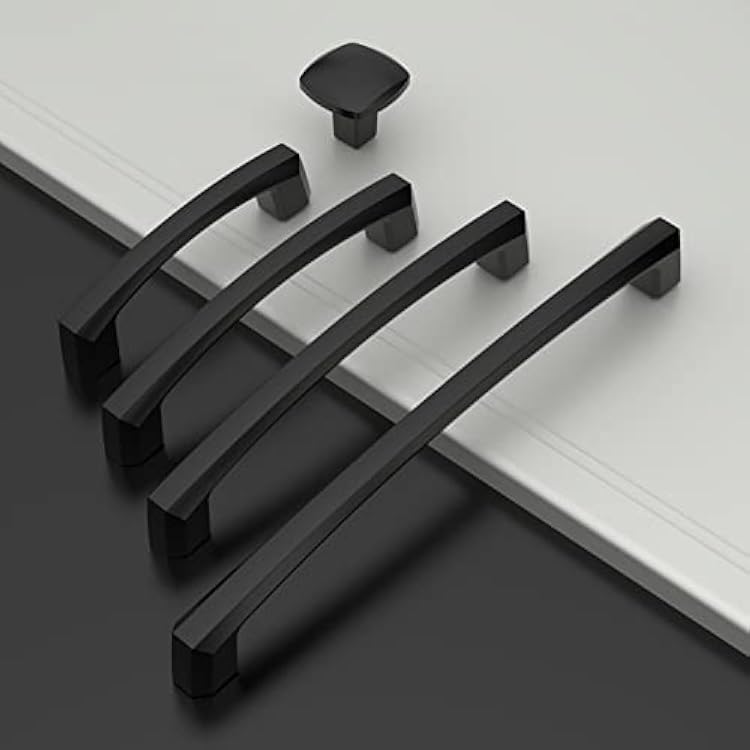 Amerdeco 10 Pack Matte Black Cabinet Pulls 3 Inch(76MM) Hole Centers Kitchen Cabinet Handles Hardware Kitchen Handles for Cabinets Cupboard Handles Drawer Pulls ZH0032
