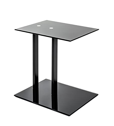 HAKU Beistelltisch schwarz, Metall, Sicherheitsglas 8 mm - Maße: B 45 cm x H 50 cm x T 35 cm, Style: Modern