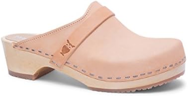 Sandgrens Swedish Low Heel Wooden Clog Mules for Women, US 11-11.5 | Tokyo Nude Veg, EU 42