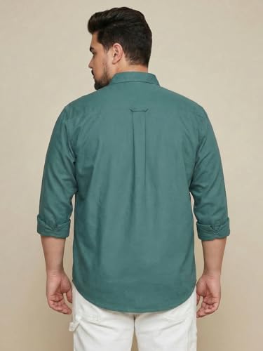 Image of Urbano Plus Men's Cotton Full Sleeve Regular Fit Solid Oxford Shirt with Button-Down Collar