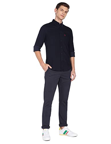 Image of U.S. Polo ASSN. Men Cotton Solid Tailored Fit Shirt