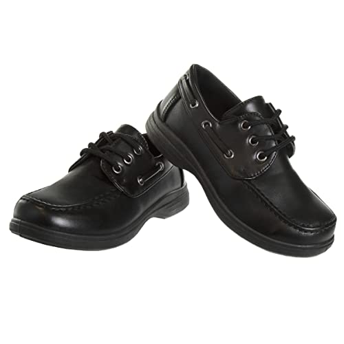 Image of French Toast Boys Shoes - Kids Oxford School Uniform Loafer Church Dress Shoes Slip-On Faux-Leather (Toddler-Big Kid) (Black)