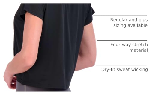 Image of Real Essentials 5 Pack: Women's Dry-Fit Crop Top Short Sleeve Shirts Workout Gym Cropped Athletic Tee (Available in Plus)