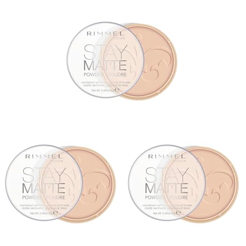 Rimmel Stay Matte Polvos compacto - 003 Peach Glow x1 (Paquete de 3)
