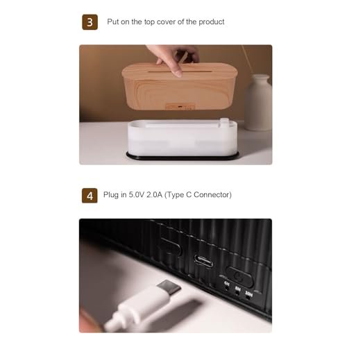 Difusor aromático eléctrico con luces LED de fuego y humidificador miniatura 4