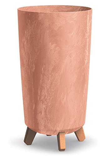 BirnePower Blumentopf Blumenkübel mit Füßen Pflanzkübel Gracia Slim Rund Übertopf Beton Optik Pflanztopf (Höhe 36,5cm, Terrakotta Beton)
