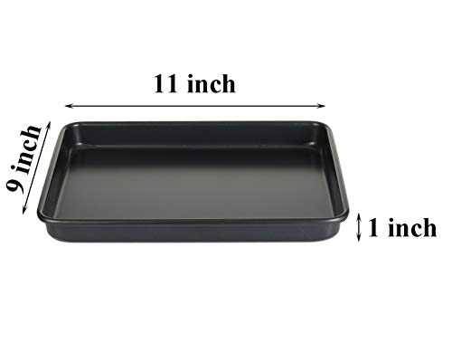11 Inch Baking Sheets Pan Nonstick Set Of 2, Walooza 1-Inch Deep Baking Trays, 11X9 Inch Cookie Sheet Replacement Toaster Oven Tray, Non Toxic & Heavy Duty & Easy Clean #TOP1