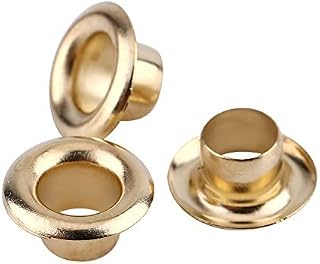 100pcs 5mm Metal Eyelets Rivets Grommets with Washers for Leather Craft Card Decoration (Gold)