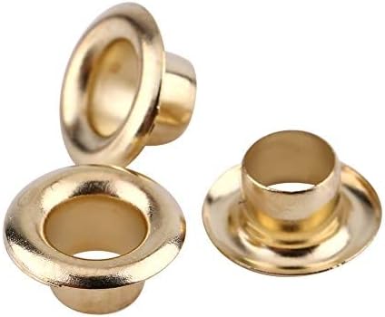 100pcs 5mm Metal Eyelets Rivets Grommets with Washers for Leather Craft Card Decoration (Gold)