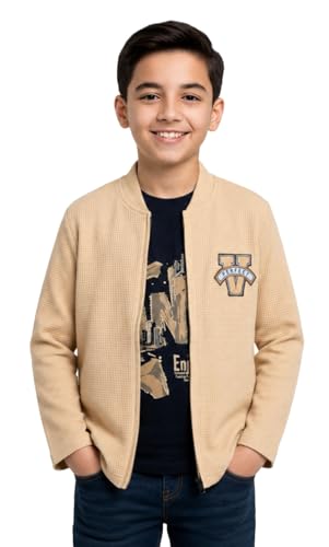 Image of Boys Full Sleeves Solid Jacket and T-Shirt