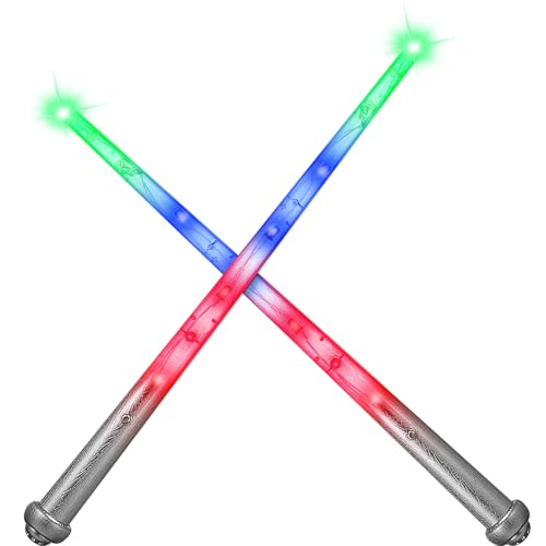 Gejoy 2 Piece Magic Light up Wand for Kids with Sound Lights Wizard Witch Fairy Cosplay Toy Halloween Birthday Gift(Clear Style Silver)